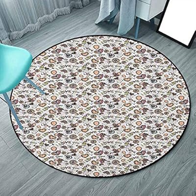 I Love You Round Soft Microfiber Area Rugs For Bedroom 5 7 Round Multicolor Abstract And Artful Amour Pattern Rich In Color Freehand Drawing Style Floral For Bedroom Living Room 170cmx170cm Amazon Co Uk Kitchen