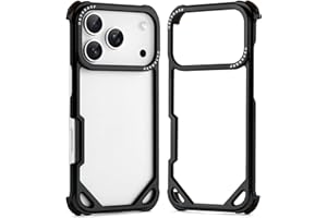 OGRANEE Metal Bumper Case for iPhone 17 Pro Max, Aluminum Alloy Frame Hollow Back Design Compatible with Magsafe, Minimalist Slim Shockproof Cool Cover Hard Shell, Raised Edge Protection, Black