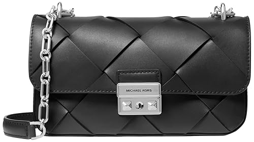 Michael Kors Women's Tribeca Small Convertible Chain Shoulder Bag, Silver-Tone Hardware/Black