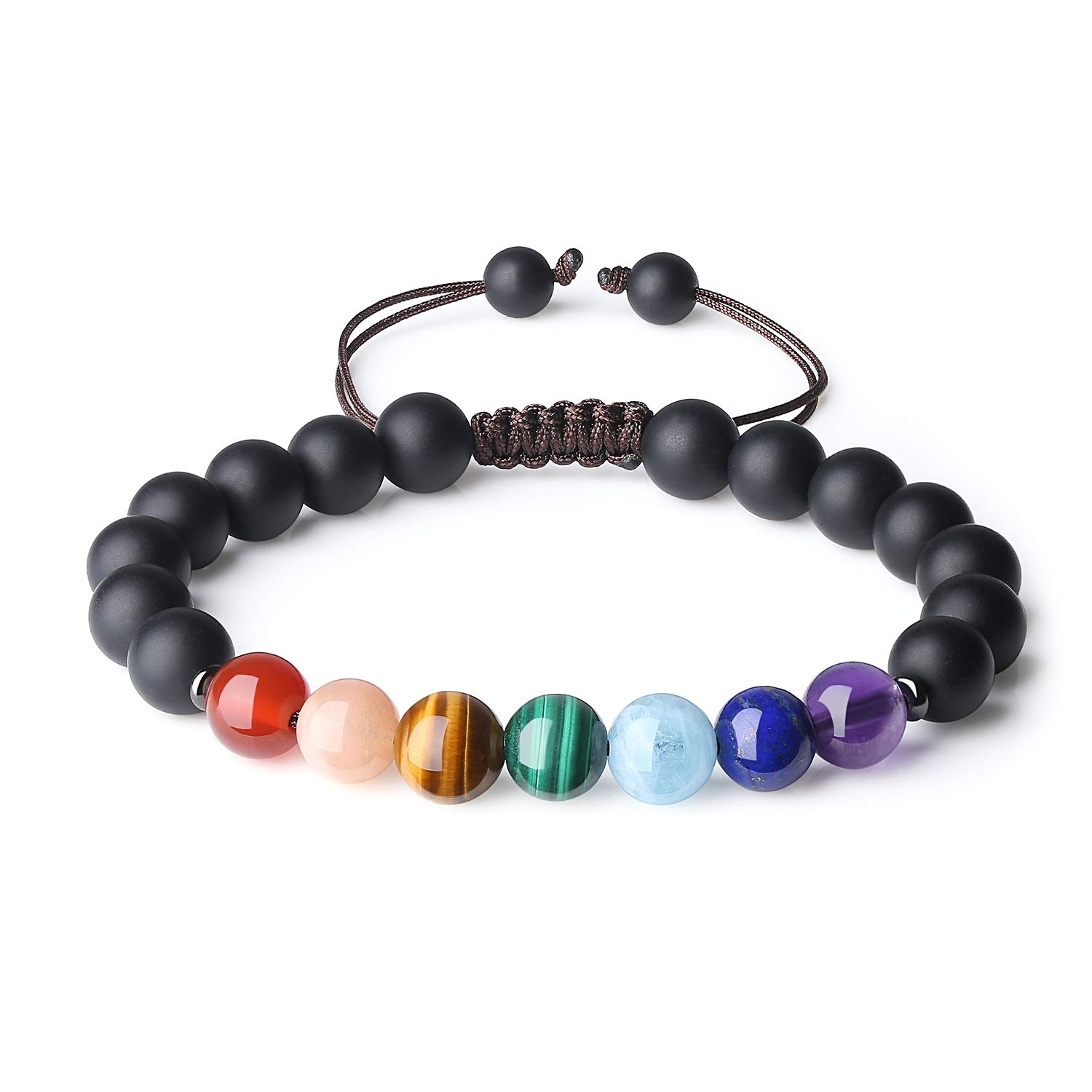 COAI 7 Chakra Bracelet Stone Beaded Bracelet, Onyx Bracelet for Men Women