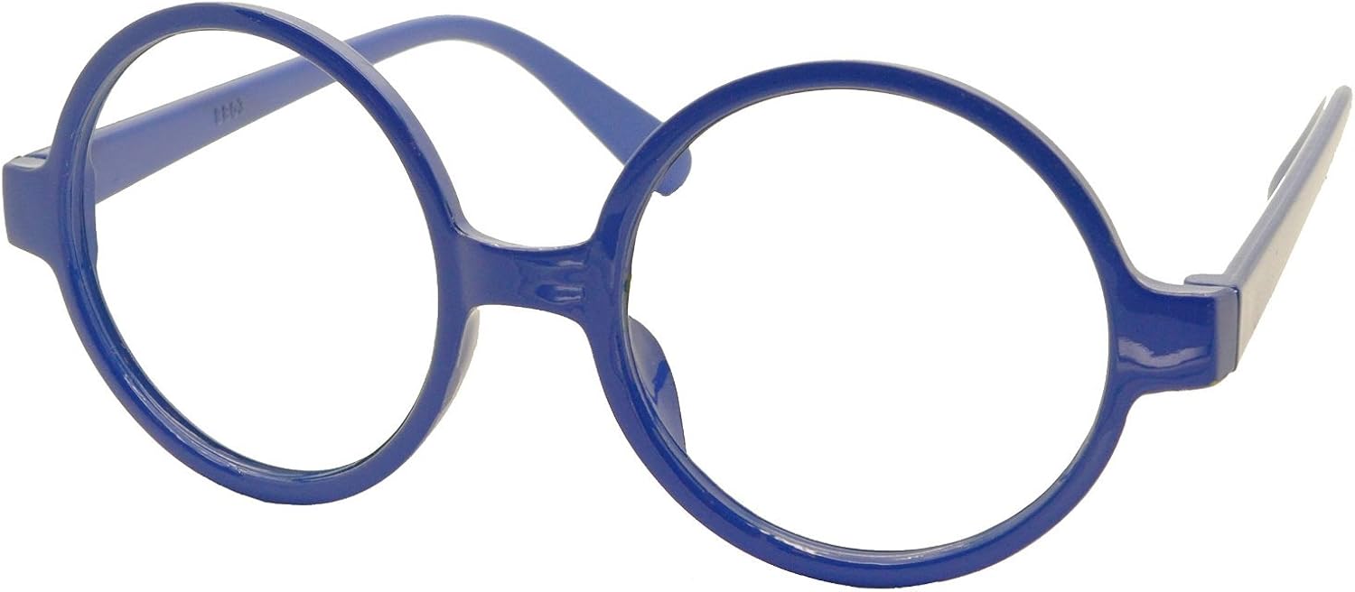 FancyG Retro Geek Nerd Style Round Shape Glass Frame NO LENSES - Matte Black: Clothing