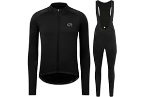 COCONUT ROPAMO CR Winter Men's Cycling Jersey Thermal Fleece Bike Jersey Zipper Pocket + Bib Pants 4D Padded, Winter Cycling Clothing Set