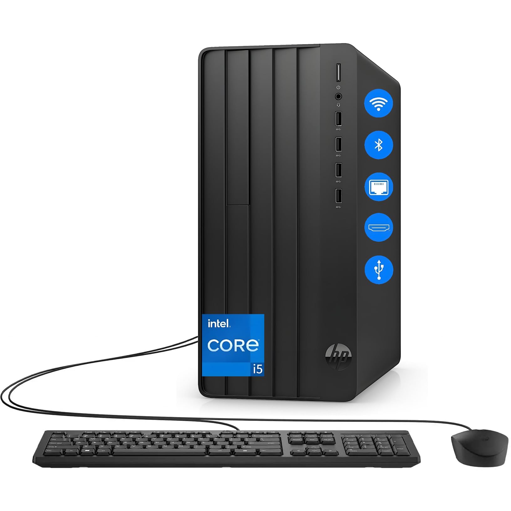 HP Desktop Computers Tower PC for Home Business Student, Intel 6-Core i5-12500, 16GB DDR4 RAM, 1TB PCIe SSD, WiFi, Bluetooth, RJ-45, Windows 11 Home Image