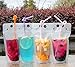 Herdro 100 Pack Clear Drink Pouches Bags with Straws - Reclosable Zipper Stand-up Plastic Pouches Bags Drinking Bags - 9.1