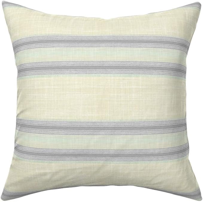 Amazon Com Roostery Throw Pillow Ticking Stripe Spa Blue