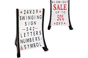DRKSBesto 24"x39" Changeable Message Board Sidewalk Sign, Standard Portable A-Frame Sign & Letter Kit for Outdoor,Business, Large Black Standing Frame with Wheels, Water-Fillable and Wind-Resistant