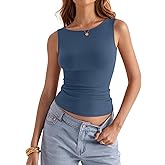 Eachyes Womens Boat Neck Tank Tops Sleeveless Slim Fit Shirts Summer Going Out Y2K Fashion Outfit Clothes