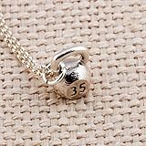 Sterling Silver Crossfit Kettlebell Pendant and Necklace 35lb 35#