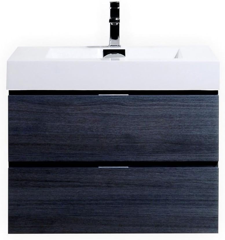 KubeBath Bliss 36" Gray Oak Wall Mount Single Sink Modern Bathroom Vanity