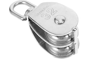 GOOHOCHY Dual Pulley Wheel Wire Rope Pulley Block with Swivel Hook for Lifting and Strength Training Suitable for Rigging and