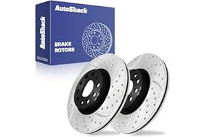 AUTO SHACK AutoShack 12.28" (311.8 mm) Front Vented Drilled & Slotted Brake Rotors E-Coated Replacement for 2005-2025 Volkswagen Jetta 2012-2022 Volkswagen Passat 2015-2025 Audi Q3 2-PC Set ShadowGuard