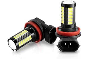 BRISHINE H11 LED Fog Light Bulbs 2800 Lumens Extremely Bright 5730 33-SMD H8 H16 H11LL H8LL LED Bulbs for Fog Lights or Daytime Running Lights DRL, 6000K Xenon White(Pack of 2)