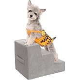 MEWANG Dog Stairs for Small Dogs &amp; Cats, 3-Step Foam Pet Steps 13.7" H | High-Density Pet Ramp for Bed &amp; Couch, Non-Slip, Washable Cover, Easy for Puppies,Older Pets to Reach Sofas &amp; Chairs
