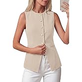 BTFBM Blazers for Women Vest Tops Business Casual Outfits Button Down Sleeveless Pockets Office Work Clothes Spring 2026