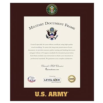 Church Hill Classics Us Army Certificate Frame Photo Frame Wall Hanging Cherry Vertical Orientation Official Army Logo And Word Mark