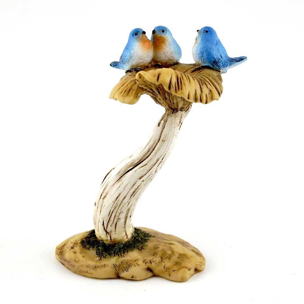 Top Collection 4402 Miniature Fairy Garden & Terrarium 3 Bluebirds on Mushroom Bird Bath Statue, Small