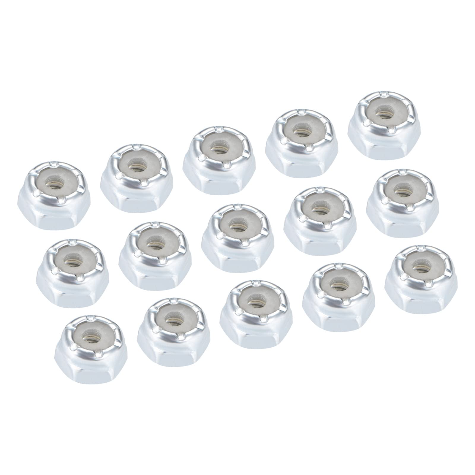 METALLIXITY Hex Lock Nut Fasteners(#4-40) 50Pcs, Carbon Steel Nylon Inserted Self-Lock Nuts - for Car Garage Ship Mechanical Equipment, Silver Tone