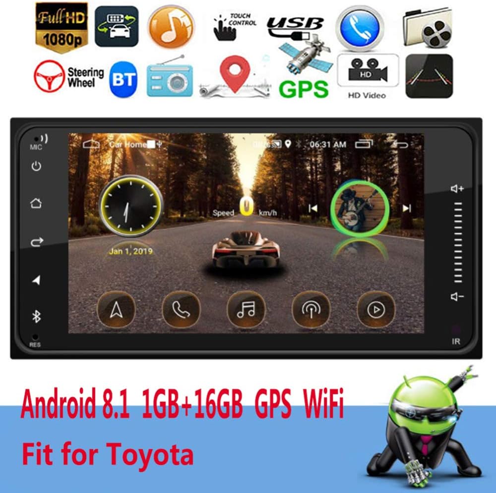 COODIO Car MP5 Player 7inches 2DIN Android 8.1 System 1GB+16GB for Toyota Vehicle-Mounted Bluetooth MP5 Player GPS Navigation Phone Connection Video Display Screen Without Camera