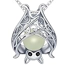 Apotie Sterling Silver Bat Pendant Charms Unique And Unisex Necklace damon ghost For Women Girls Mothers day GiftsWith Glow In The Dark Long Jewelry Chain 18 Inch