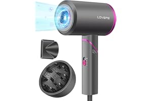 LOVEPS Hair Dryer, Foldable Handle 1800W Ionic Travel Hiar Dryer, Constant Temperature Hair Care without Hair Damage
