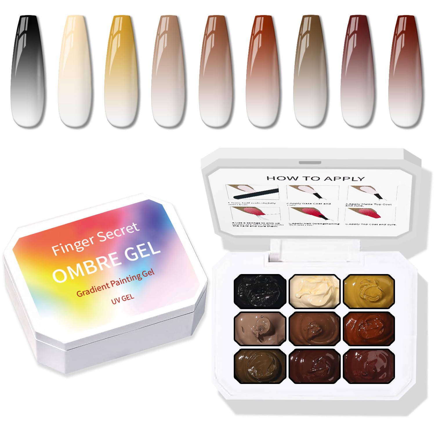 Photo 1 of Sponge Pat Paint Nail Gel, 9 Colors Ombre Nails Gradient Gel Nail Blush Blooming Aura Nails Drawing Stripper Floral Painting Nail Art, No Wipe, UV/LED Curing (9 Colors B)