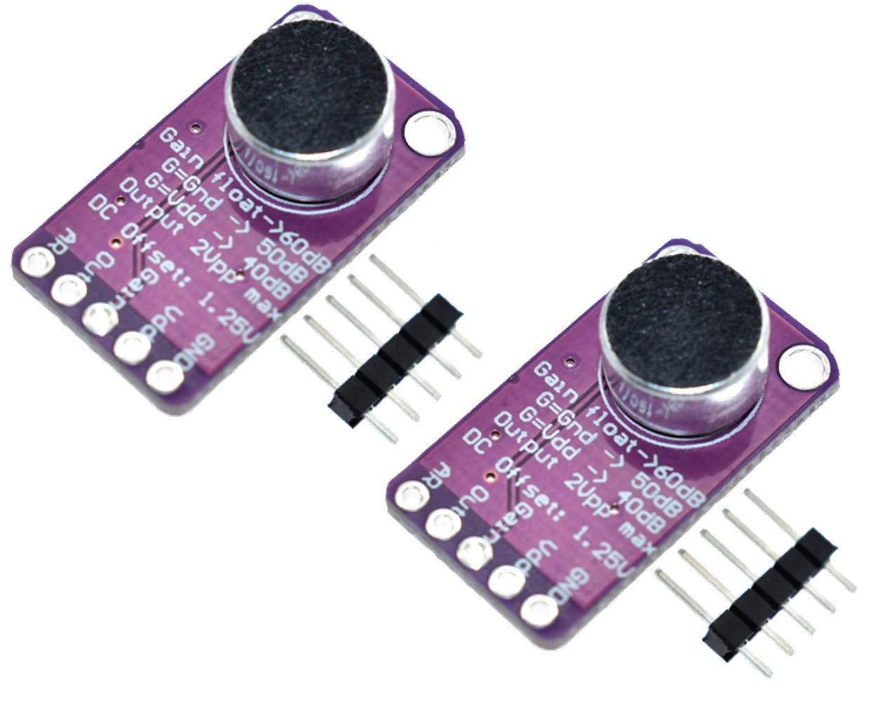 TECNOIOT 2pcs MAX9814 Microphone Amplifier Board Module Auto Gain Control AGC Electret