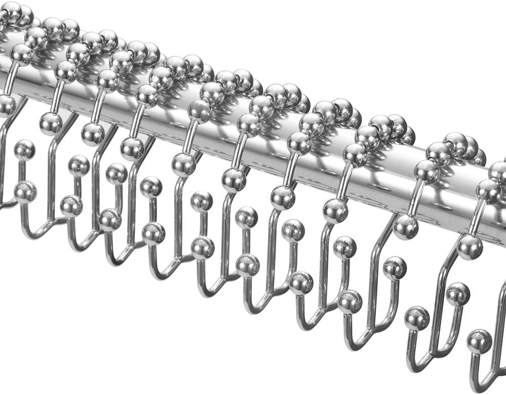 Amazer Shower Curtain Hooks Rings, Stainless Steel Shower Curtain Rings Metal Double Glide Shower Hooks for Bathroom Shower Rods Curtains, Polished Chrome, Set of 12 Hooks: Home & Kitchen