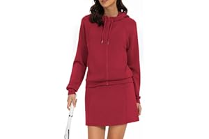 Casly Lamiit Women's 2 Piece Skort Set Athletic Tracksuit Short Tennis Skirt Zip Up Hooded Sweatshirt Active Outfits