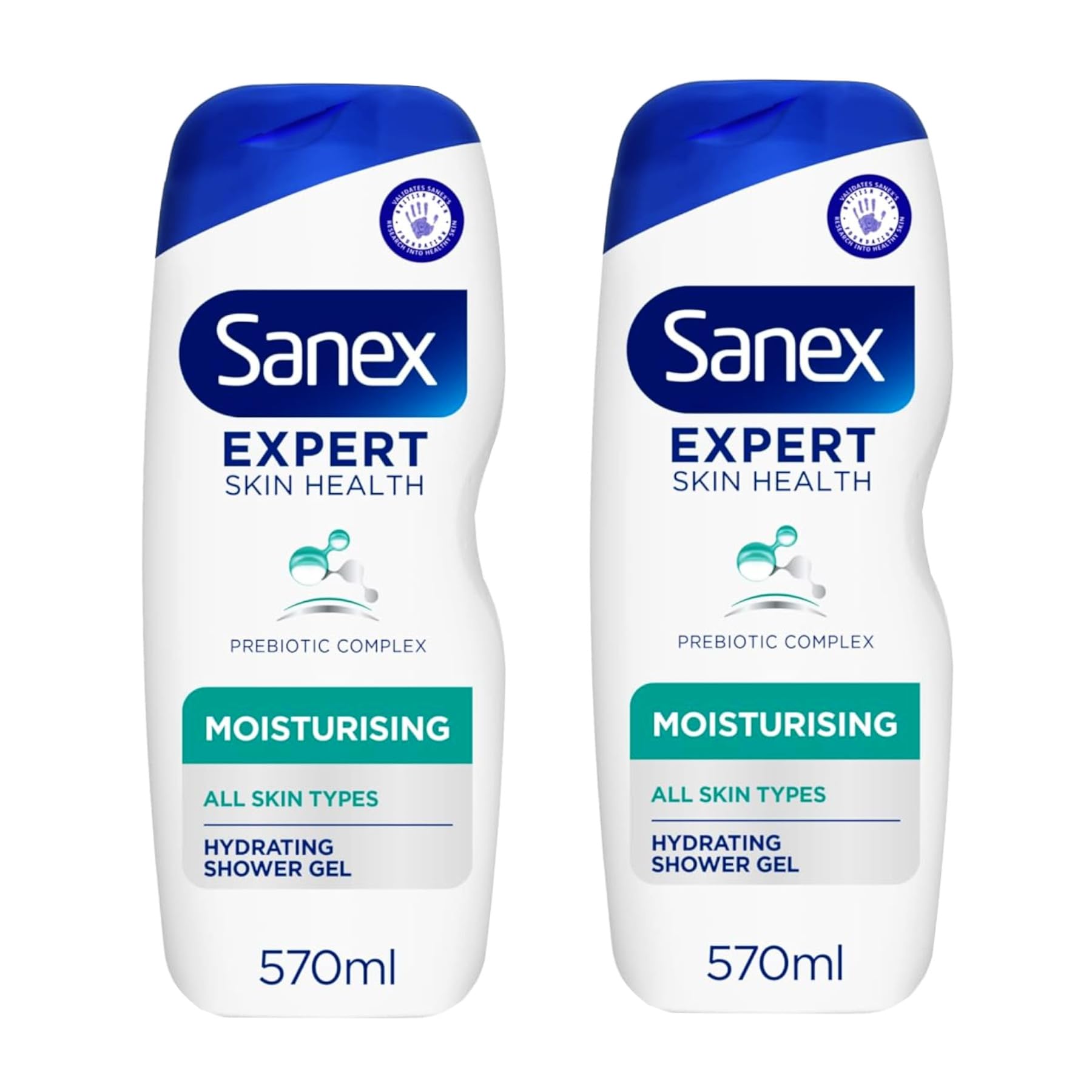 Natural and Gentle Shower Gel Bundle for Sensitive Skin - with Sanex Skin Expert Moisturising 2 x 570ml - Cleanses, Hydrates and Protects