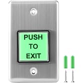 QWORK Push to Exit Button, DC12/24V Stainless Steel Indoor Green LED Request to Exit Button