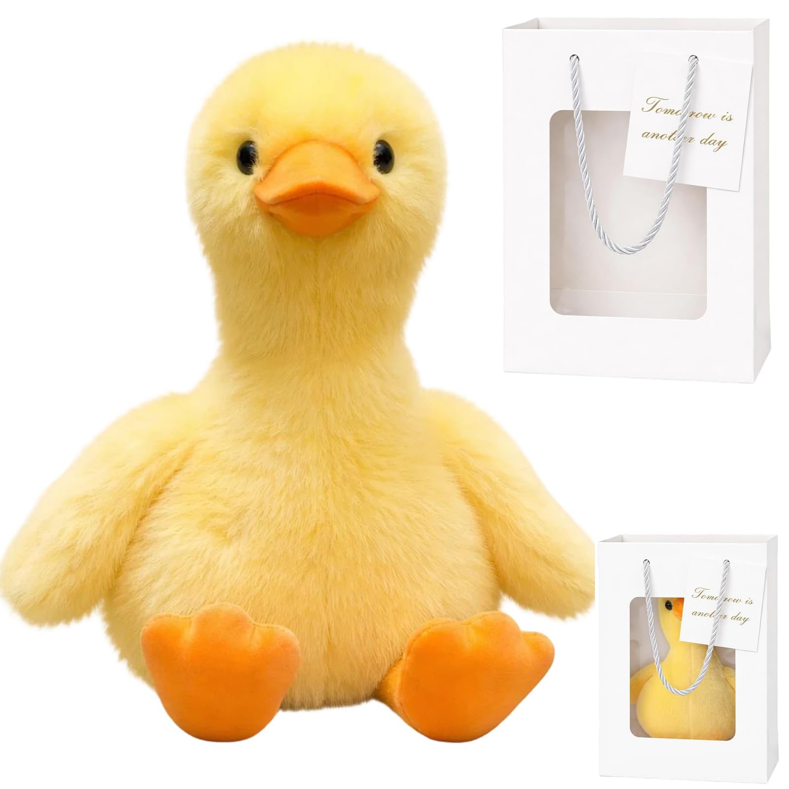 YciVhh Duck Teddy, Soft Duck Plush Toy, Plush Ducks Stuffed Animal with Gift Bag, 25 cm Yellow Teddy, Cute Ducks Plushie for Gifting and Decor, for Valentine's Day and Birthday