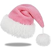 Slsxip Personalized Santa Hat for Adults, Super Soft Plush Holiday Christmas Hat, Xmas New Year Party Headwear