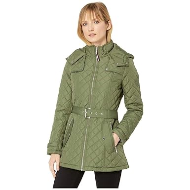 tommy hilfiger belted quilted coat