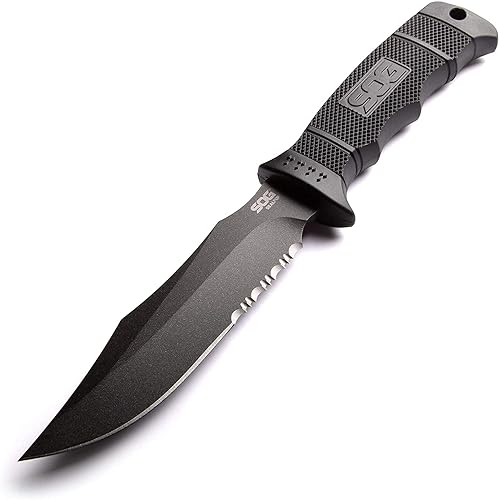 SOG Fixed Blade Knives with Sheath SEAL Pup Tactical Knife, Survival