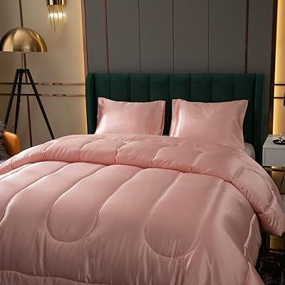 Buy Pink Comforter Set Silk Like Satin Girls Comforter Light Pink Microfiber Filling Bedding Sets King 1 Comforter 2 Pillowcases King Pink Online In Turkey B08ttsmgqw