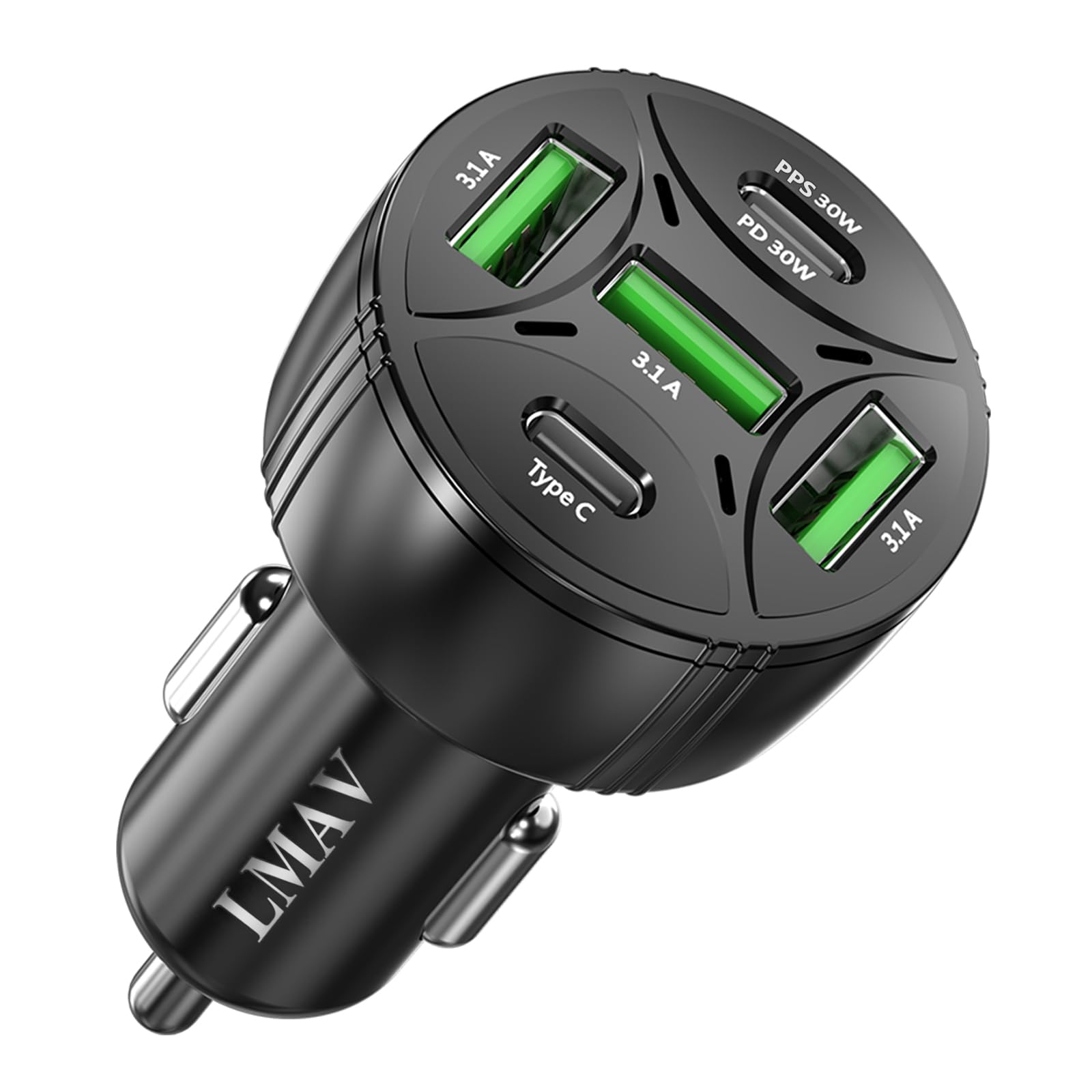USB C Car Charger Adapter, 5 Ports 75W PD 3.0 Car Phone Charger Fast Charging Compatible with iPhone 16/15/14/13 Pro Max Series, iPad Pro, Galaxy S24/S23/S22/Note 20, Android, Pixel.
