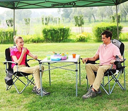 KingCamp Campingstuhl, zusammenklappbar, übergroß, gepolstert Mit Tragetasche und Kühltasche, Schwarz & Grau, Aluminium… – Bild 8