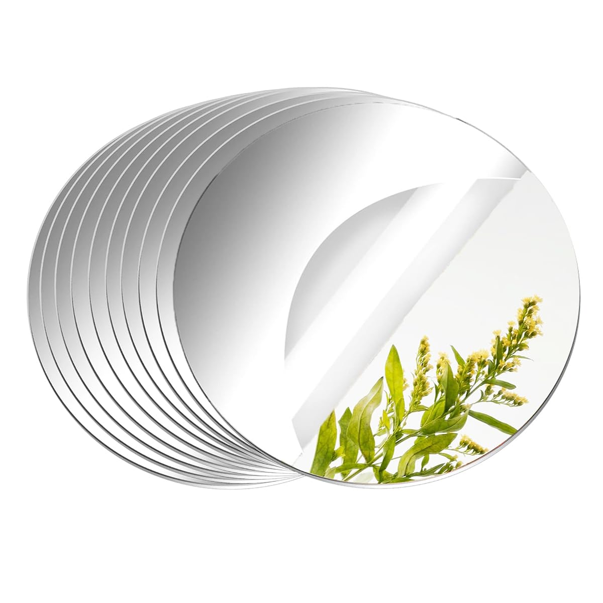 Photo 1 of 10 Pack Round Mirrors for Centerpieces, 10inch Circle Mirror Centerpieces for Tables, Mirror Tiles for Wall Table Wedding Centerpieces Mirror Plates for Candle Wedding DIY Craft Decorations