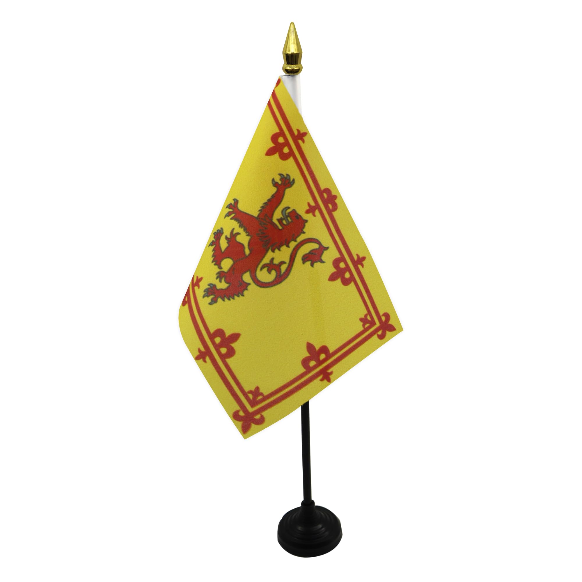 AZ FLAG - Kingdom of Scotland Table Flag 4'' x 6'' - Royal Scottich Mini Desk Flag 100% Polyester 15 x 10 cm - Office Mini Banner with 10'' Pole - Golden Spear