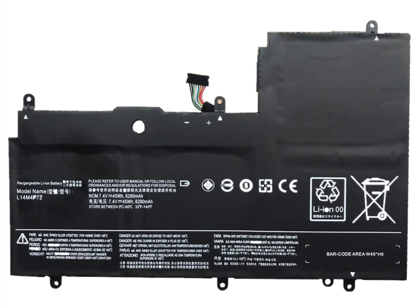 ASKC L14M4P72 Laptop Battery for Lenovo Yoga 3 14 inch Yoga 3-1470 IdeaPad Yoga 700-14ISK Series L14S4P72 5B10K10224 5B10K10226 5B10G75095 5B10G84689 7.4V 45Wh 6280mAh