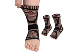 MIHAIR Copper Ankle Brace Copper Infused Support for Men & Women (Pair), Best Ankle Compression Sleeve Socks for Plantar Fasciitis, Sprained Ankle, Achilles Tendon, Pain Relief, Recovery, Sports Daytime or
