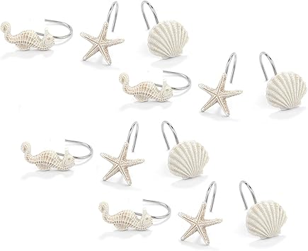 Amazon Com Juvale Seashell Shower Curtain Hooks 12 Pieces