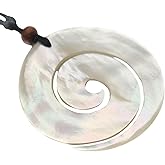 Swimmi Hand Carved Spiral Mother of Pearl Necklace, Handmade Seashell Necklace for Women Jewelry AA027-N