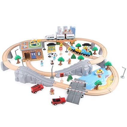 95 piece wooden train set