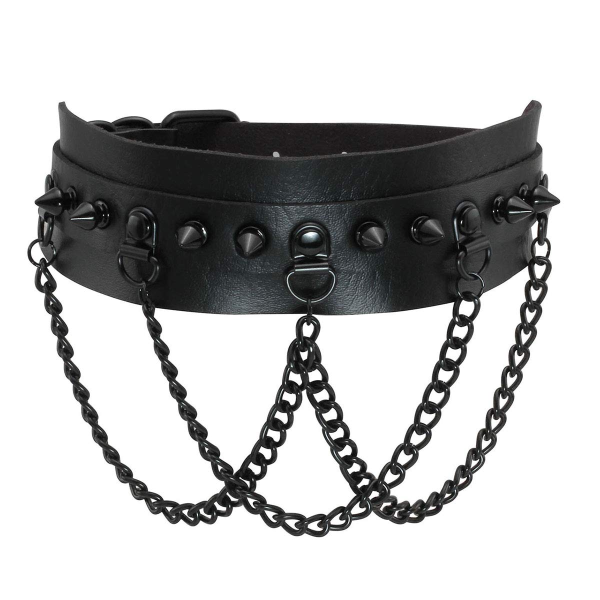 Eigso Punk Leather Choker Necklace for Women Men Vintage Classic Retro Spikes Studded Collar for Woman Man