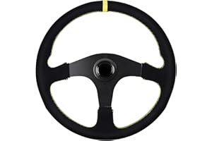 MOTAFAR Universal Racing Steering Wheel, 13.4" Gaming Steering Wheel 6 Bolts Grip Suede Leather with Horn Button for Race/Rally/Motorsport/Car Sim Driving(8942-Black)