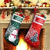 EasyAcc Christmas Stockings Personalized Large Size Classic Fireplace Stockings Adorable Felt Materials Stocks for Child Treats Toys Family Holiday Xmas Cheer Party New Year Decor Gifts - Xmas Tree