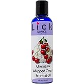LICK Cherries & Whipped Cream Scented Body Oil - Luxurious Hydrating Oil for Radiant Skin, Enriched with Natural Jojoba Oils, Vitamin E. Ideal for Women, Daily Care 4 fl oz.
