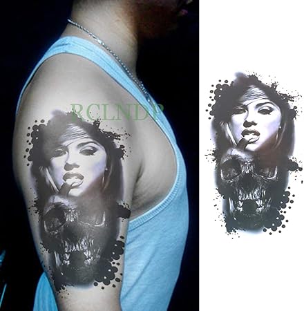 Autocollant De Tatouage Temporaire Imperméable Tête De Crâne