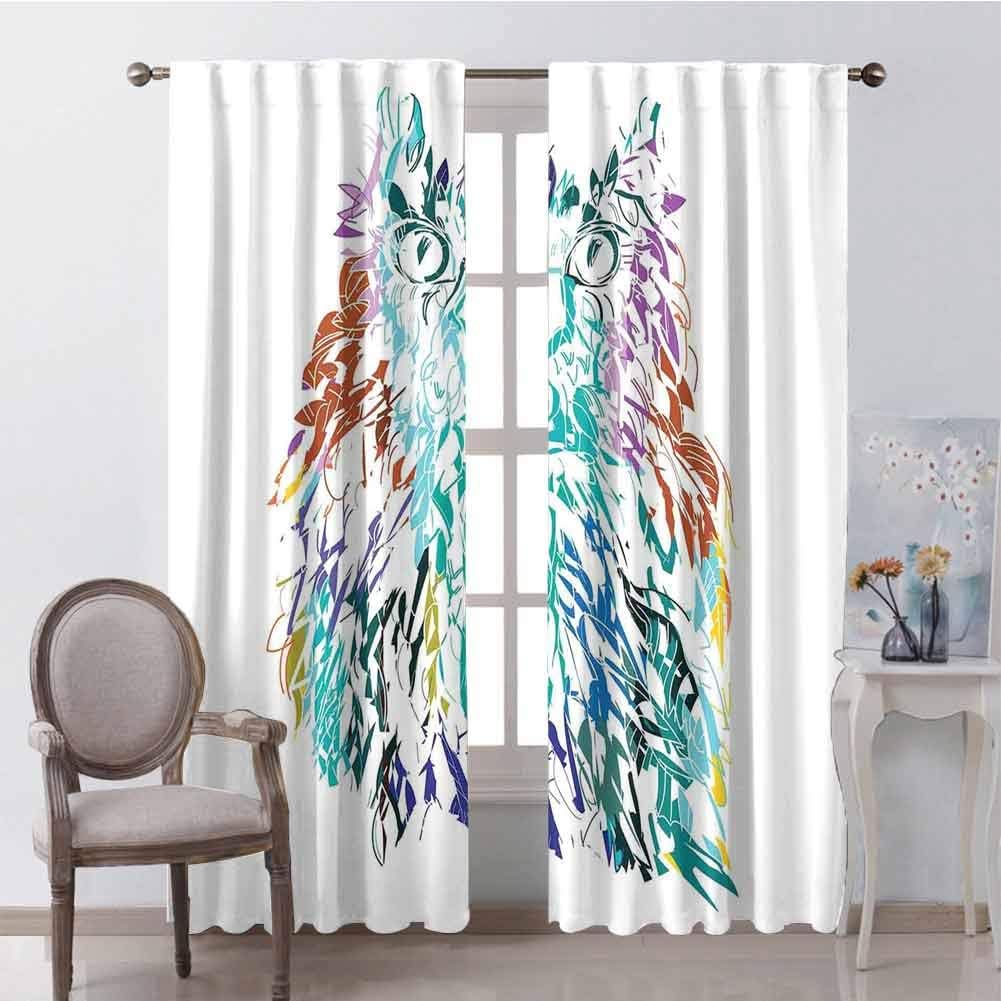 Owls Home Decor For bedroom blackout curtains Owl with Fluffy Swollen